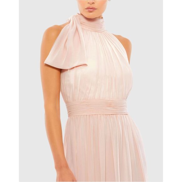 NWT Mac Duggal Chiffon High Neck Ruched Sleeveless A-Line Gown Size 6 $398 - Picture 2 of 11